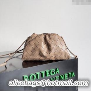 Most Popular Bottega Veneta Mini Pouch Bag in Wide Intrecciato Leather 585852 Taupe Beige 2023