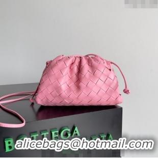 Shop Grade Bottega Veneta Mini Pouch Bag in Wide Intrecciato Leather 585852 Light Pink 2023