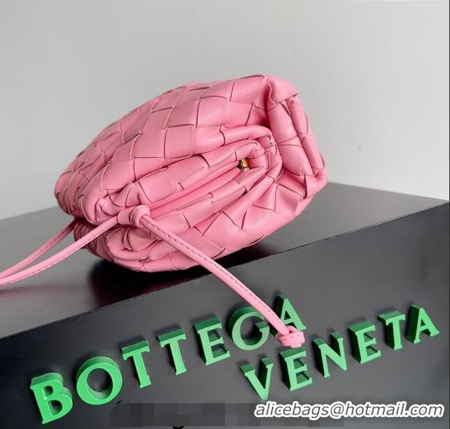 Shop Grade Bottega Veneta Mini Pouch Bag in Wide Intrecciato Leather 585852 Light Pink 2023