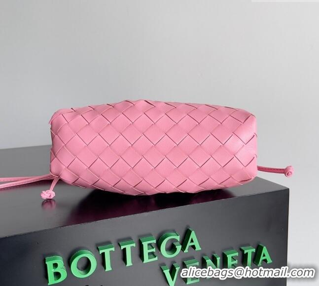 Shop Grade Bottega Veneta Mini Pouch Bag in Wide Intrecciato Leather 585852 Light Pink 2023