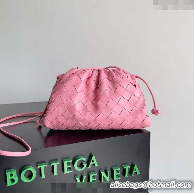 Shop Grade Bottega Veneta Mini Pouch Bag in Wide Intrecciato Leather 585852 Light Pink 2023