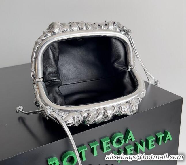 Popular Style Bottega Veneta Mini Pouch Bag in Wide Intrecciato Leather 585852 Silver 2023