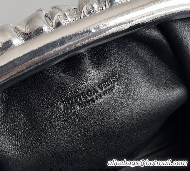 Popular Style Bottega Veneta Mini Pouch Bag in Wide Intrecciato Leather 585852 Silver 2023