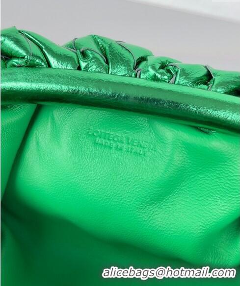 Noble Useful Bottega Veneta Mini Pouch Bag in Wide Intrecciato Leather 585852 Shiny Green 2023