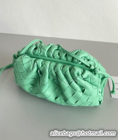 Grade Quality Bottega Veneta Mini Pouch Bag in Wide Intrecciato Leather 585852 Light Green 2023