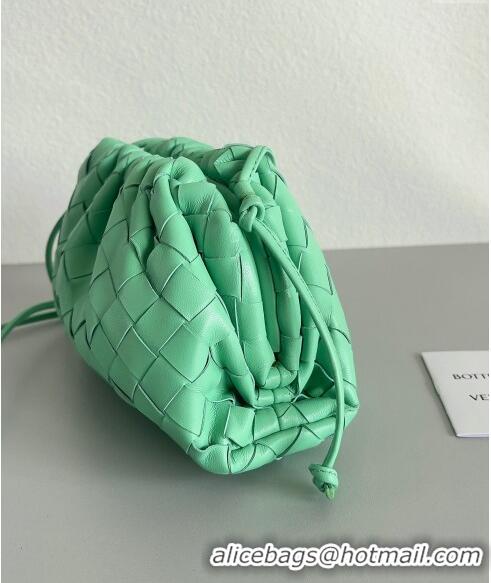 Grade Quality Bottega Veneta Mini Pouch Bag in Wide Intrecciato Leather 585852 Light Green 2023