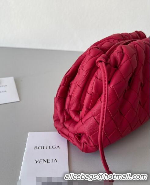 Top Grade Bottega Veneta Mini Pouch Bag in Wide Intrecciato Leather 585852 Red 2023