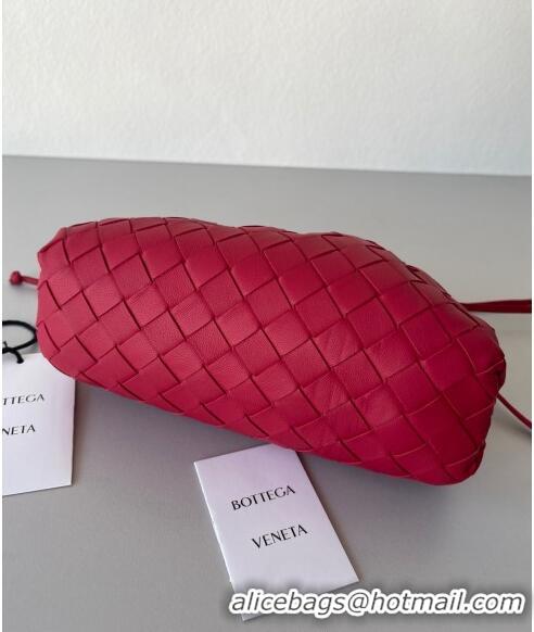 Top Grade Bottega Veneta Mini Pouch Bag in Wide Intrecciato Leather 585852 Red 2023