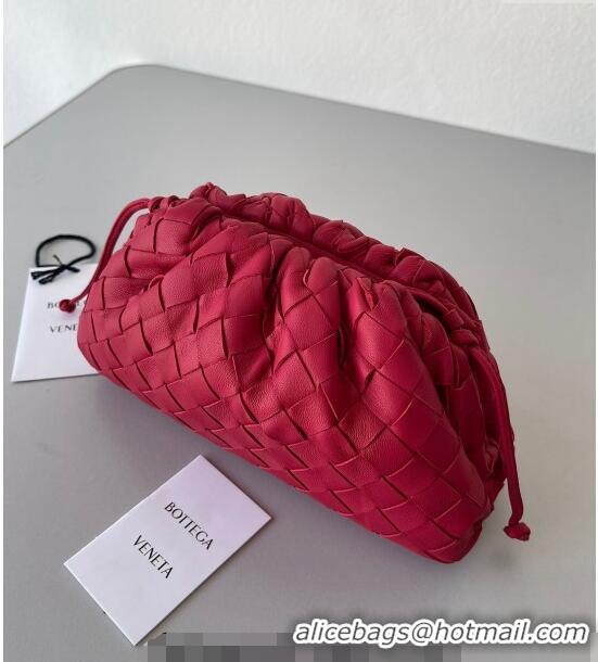 Top Grade Bottega Veneta Mini Pouch Bag in Wide Intrecciato Leather 585852 Red 2023