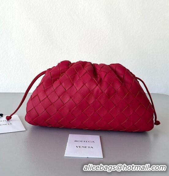 Top Grade Bottega Veneta Mini Pouch Bag in Wide Intrecciato Leather 585852 Red 2023