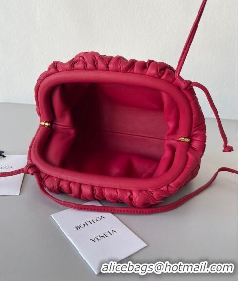 Top Grade Bottega Veneta Mini Pouch Bag in Wide Intrecciato Leather 585852 Red 2023