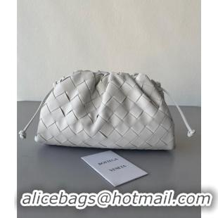 Most Popular Bottega Veneta Mini Pouch Bag in Wide Intrecciato Leather 585852 White 2023