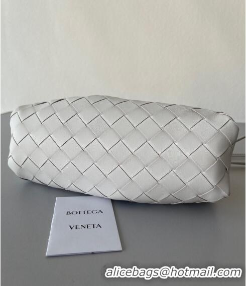 Most Popular Bottega Veneta Mini Pouch Bag in Wide Intrecciato Leather 585852 White 2023