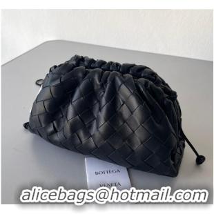 Top Grade Bottega Veneta Mini Pouch Bag in Wide Intrecciato Leather 585852 Black 2023