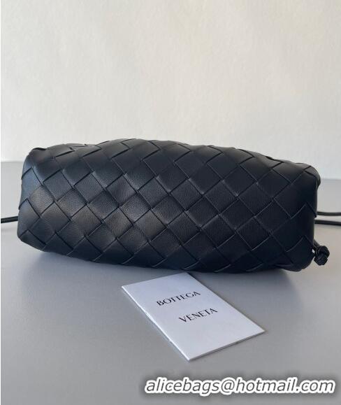 Top Grade Bottega Veneta Mini Pouch Bag in Wide Intrecciato Leather 585852 Black 2023