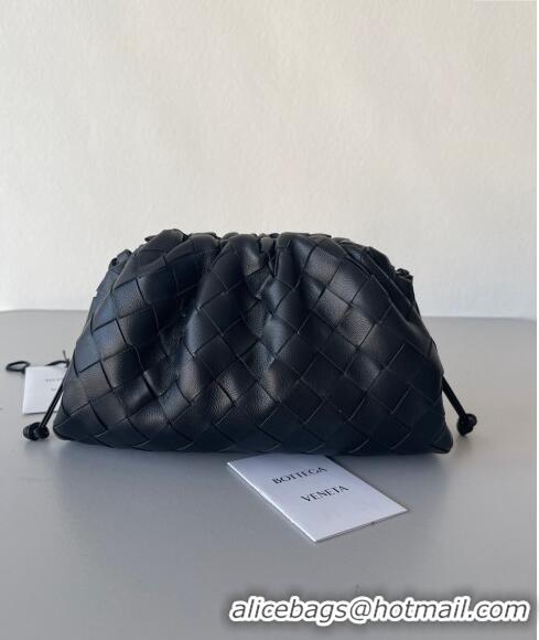 Top Grade Bottega Veneta Mini Pouch Bag in Wide Intrecciato Leather 585852 Black 2023