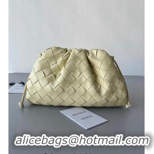 Luxurious Bottega Veneta Mini Pouch Bag in Wide Intrecciato Leather 585852 Light Yellow 2023