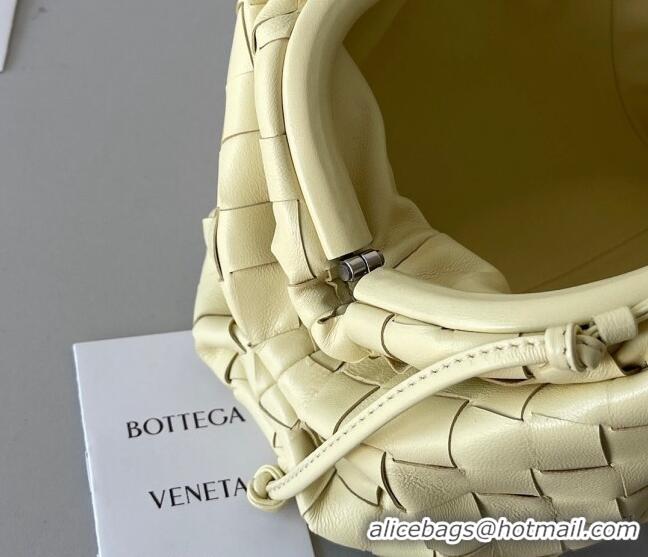 Luxurious Bottega Veneta Mini Pouch Bag in Wide Intrecciato Leather 585852 Light Yellow 2023