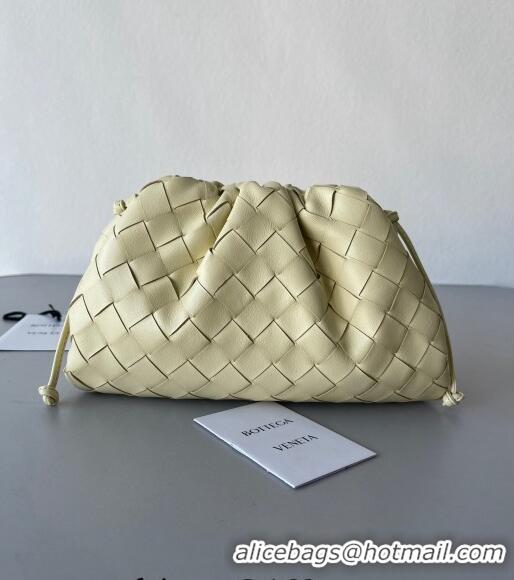 Luxurious Bottega Veneta Mini Pouch Bag in Wide Intrecciato Leather 585852 Light Yellow 2023