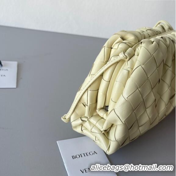 Luxurious Bottega Veneta Mini Pouch Bag in Wide Intrecciato Leather 585852 Light Yellow 2023