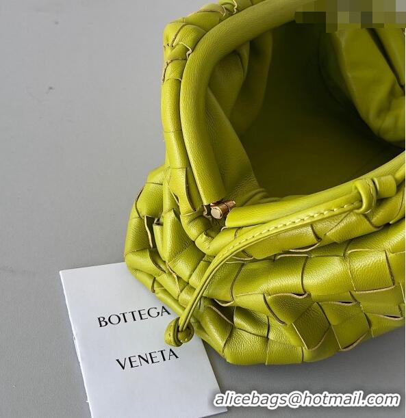 Luxury Discount Bottega Veneta Mini Pouch Bag in Wide Intrecciato Leather 585852 Kiwi Green 2023