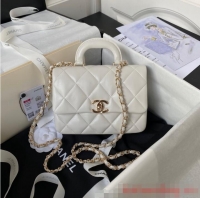 Buy Inexpensive Chanel small flap bag with top handle AS4543 White