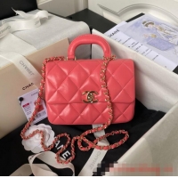 Top Grade Chanel small flap bag with top handle AS4543 Pink