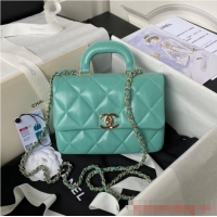 Well Crafted Chanel small flap bag with top handle AS4543 Green