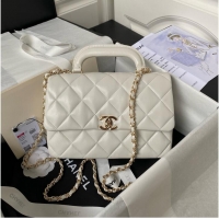 Buy Fashionable Chanel small flap bag with top handle AS4544 White