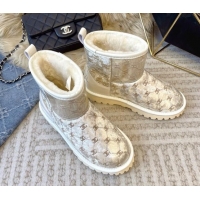 Good Looking Chanel PVC Snow Boots with CC Embroidery White 213064