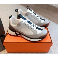 Good Looking Hermes Hugo sneakers in Calfskin Light Grey/White 117005