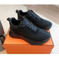 Purchase Hermes Hugo sneakers in Technical Knit All Black 117008