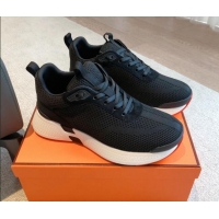 Sumptuous Hermes Hugo sneakers in Technical Knit Black1/White 117010