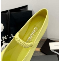 Best Price Chanel Ballerina Lambskin Mary Jane Ballet Flats CH8410 Yellow