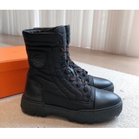 Good Looking Hermes Fresh Ankle Boots in Quilted Fabric Black 215017