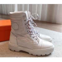 Unique Style Hermes Fresh Ankle Boots in Quilted Fabric White 215019