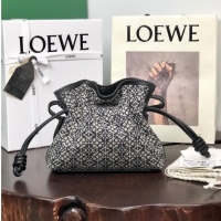 Super Quality Loewe Mini Anagram jacquard and cow leather Flamenco clutch 26941 Black