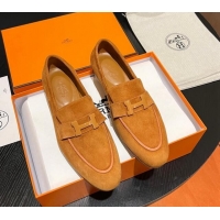 Stylish Hermes Paris Loafers in Suede Yellow 215040