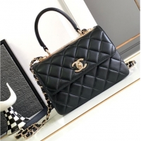 Top Quality Chanel small FLAP BAG WITH TOP HANDLE AS92235 Black