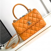 Most Popular Chanel small FLAP BAG WITH TOP HANDLE AS92235 Yellow