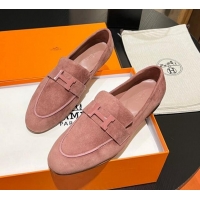 Unique Hermes Paris Loafers in Suede Light Pink 215042