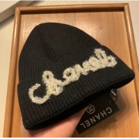 Famous Brand Chanel Knit Beret Hat 091589 Black