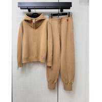 Low Cost Louis Vuitton Wool-Silk Cropped Hoodie and Pants LV110934 Dark Camel 2023