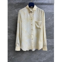 Reasonable Price Louis Vuitton Monogram Cloud Shirt in Silk 1AFDLK Yellow 2023