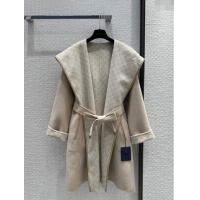 Buy Discount Louis Vuitton FLIGHT MODE Reversible Signature Hooded Wrap Coat 1AC02P Beige 2023