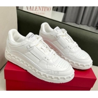 Stylish Valentino Freedots Low Top Calfskin Sneakers White Leather 121102