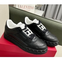 Grade Quality Valentino Freedots Low Top Calfskin Sneakers Black 121109