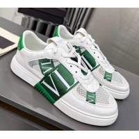 Good Looking alentino VL7N Low Banded Calfskin and Mesh Sneakers Green 121128