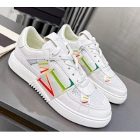 Pretty Style Valentino VL7N Low Banded Calfskin and Mesh Sneakers White/Multicolor 1121130