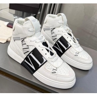 Most Popular alentino VL7N High Banded Calfskin and Mesh Sneakers White1/Black 1121134